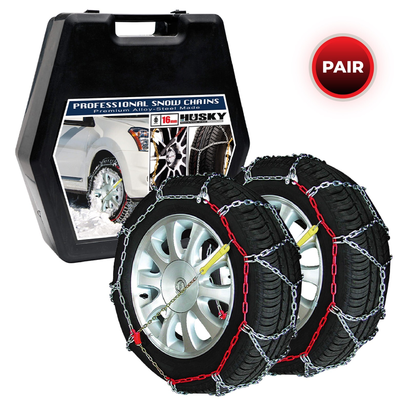 Cadenas de nieve de invierno Husky Professional 16 mm 4x4 para adaptarse a neumáticos de rueda de coche 235/50 R19-