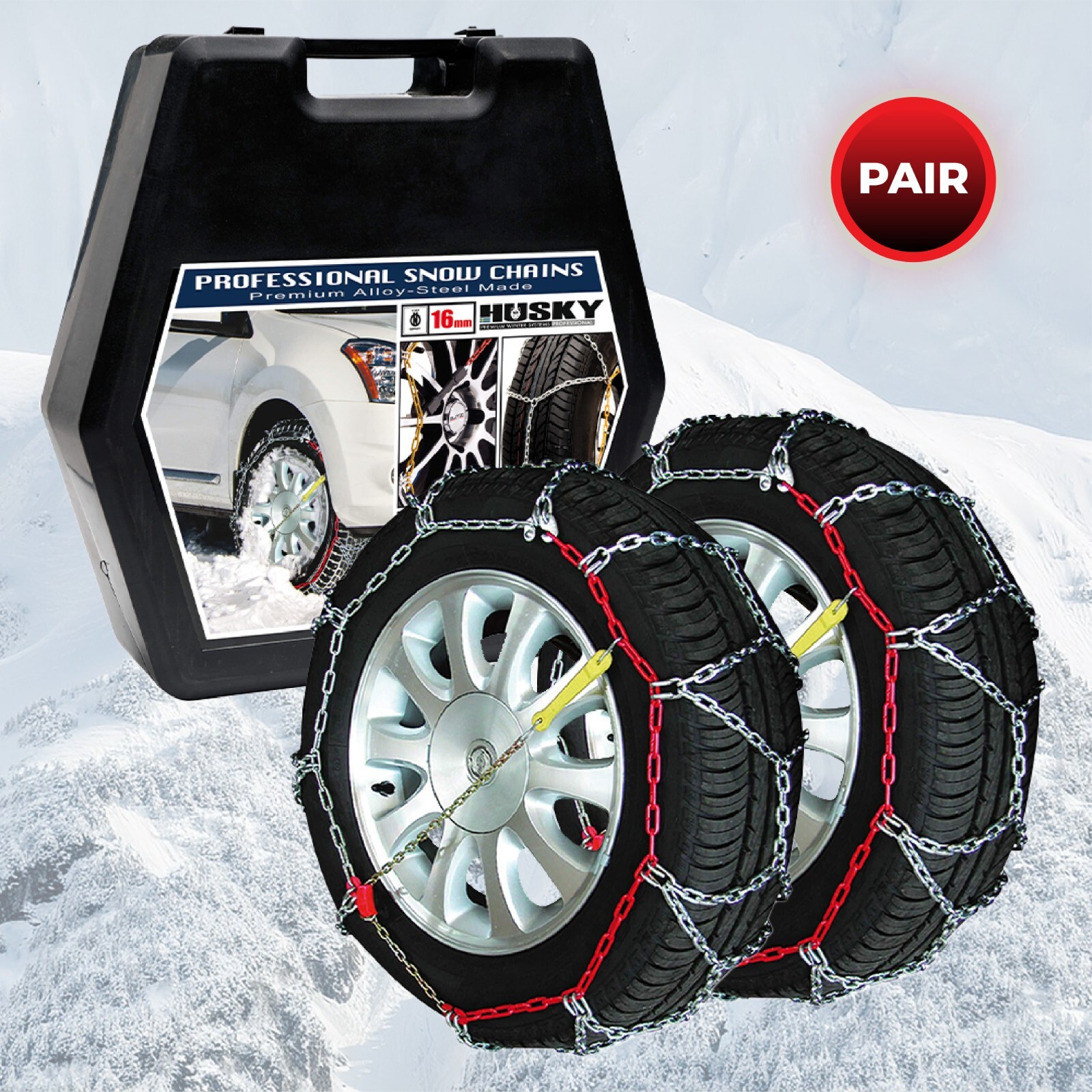 Sumex Husky Invierno 16mm Cadenas de Nieve Universal Rueda Coche Neumáticos 4x4 Par incl Caja- - Image 3