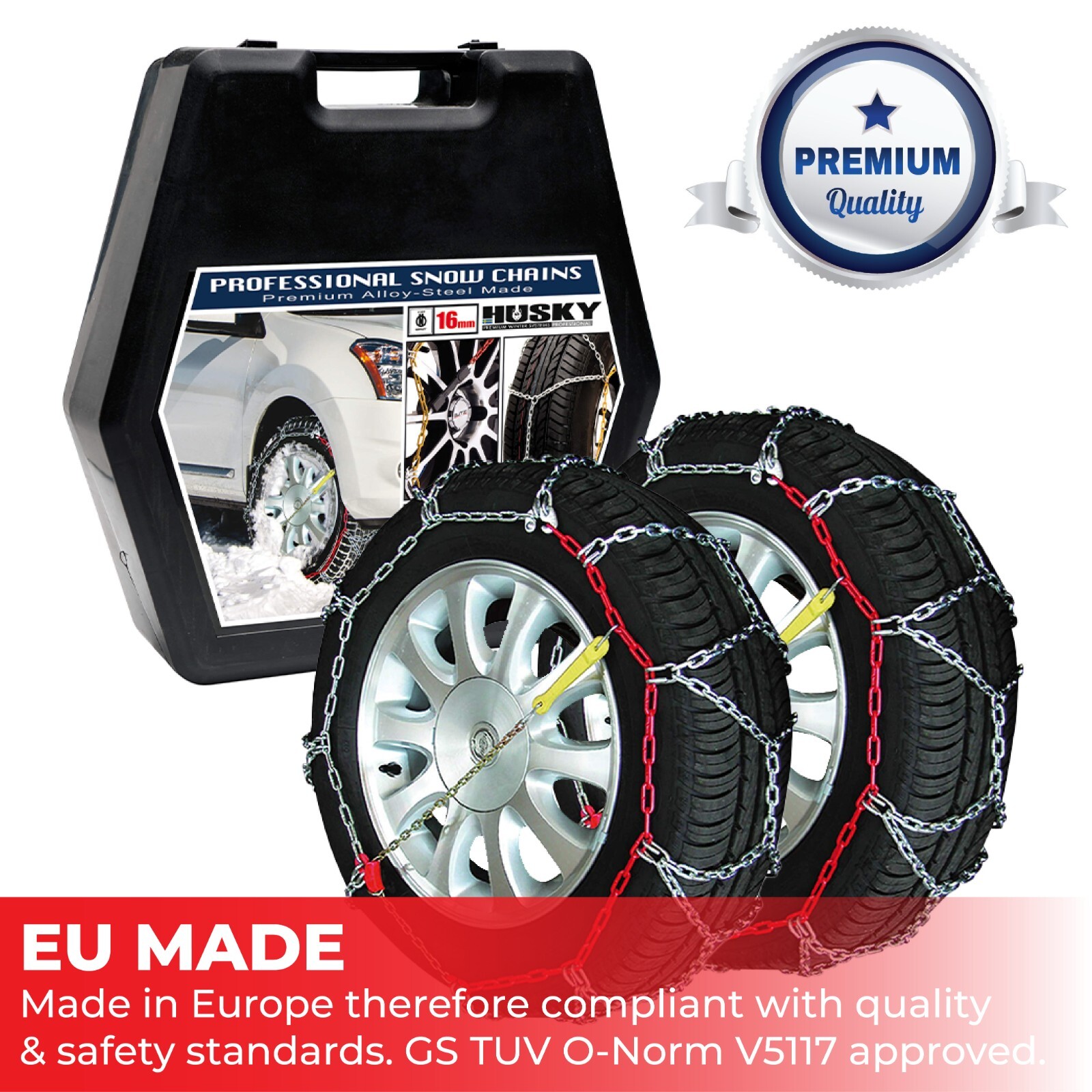 Sumex Husky Invierno Universal 16mm Cadenas de Nieve Rueda Coche Neumáticos 4x4 Par incl Caja-