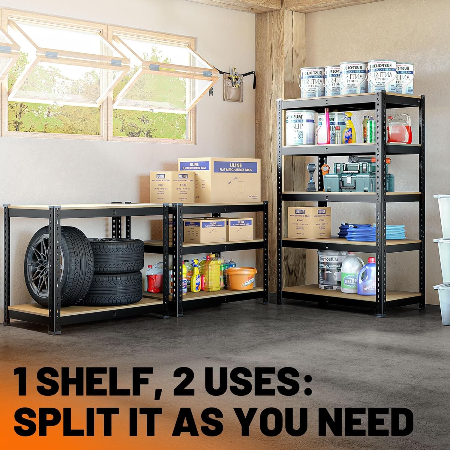 Storage Shelves Garage Shelving 5 Tier Heavy Duty Metal Shelving 2000LBS - Image 4