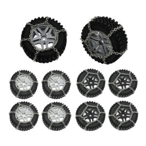 Neumático de rueda blanda con cubo de llanta de metal 4 piezas con espuma + cadena para nieve para auto de radiocontrol MN86 4x4-