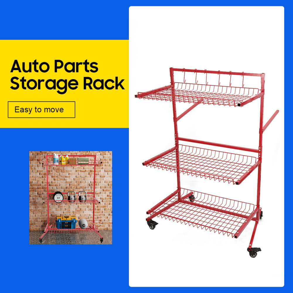 3 Shelf Storage Shelving Innovative Parts Carts Body Shop Tools Storage Rack US - Image 4