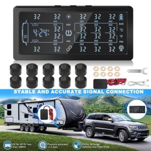 Sistema de Monitoreo de Presión de Neumáticos Solar TPMS 7′′ LCD 4/6/8/10 Modo Monitor de Ruedas-