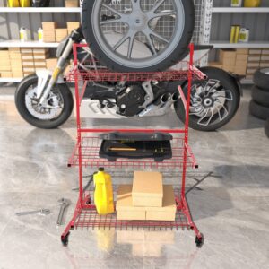 3 Layer Auto Parts Storage Rack Mobile Car Storage Rack With Wheels Steel US