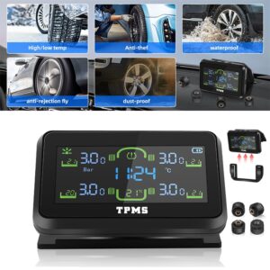 Sistema de monitoreo de presión de neumáticos LCD solar inalámbrico TPMS alarma monitor de neumáticos-
