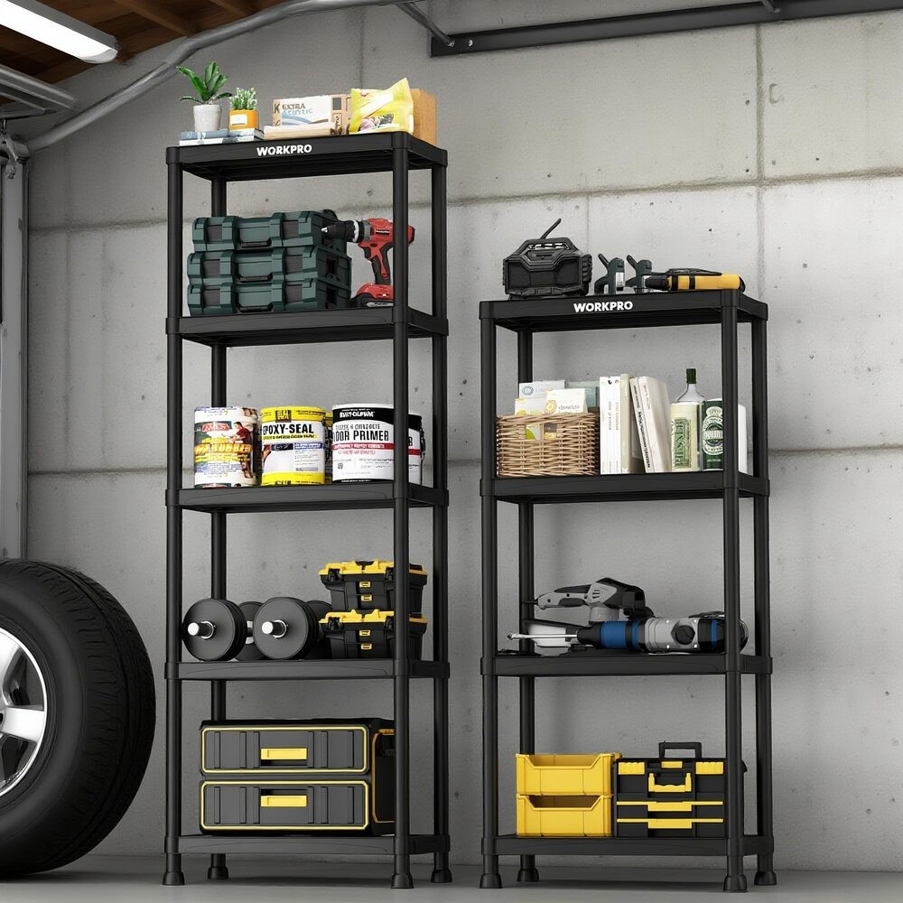 WORKPRO 5-Tier Plastic Storage Shelves 500lb Capacity Shelving Unit for Garage - Image 2