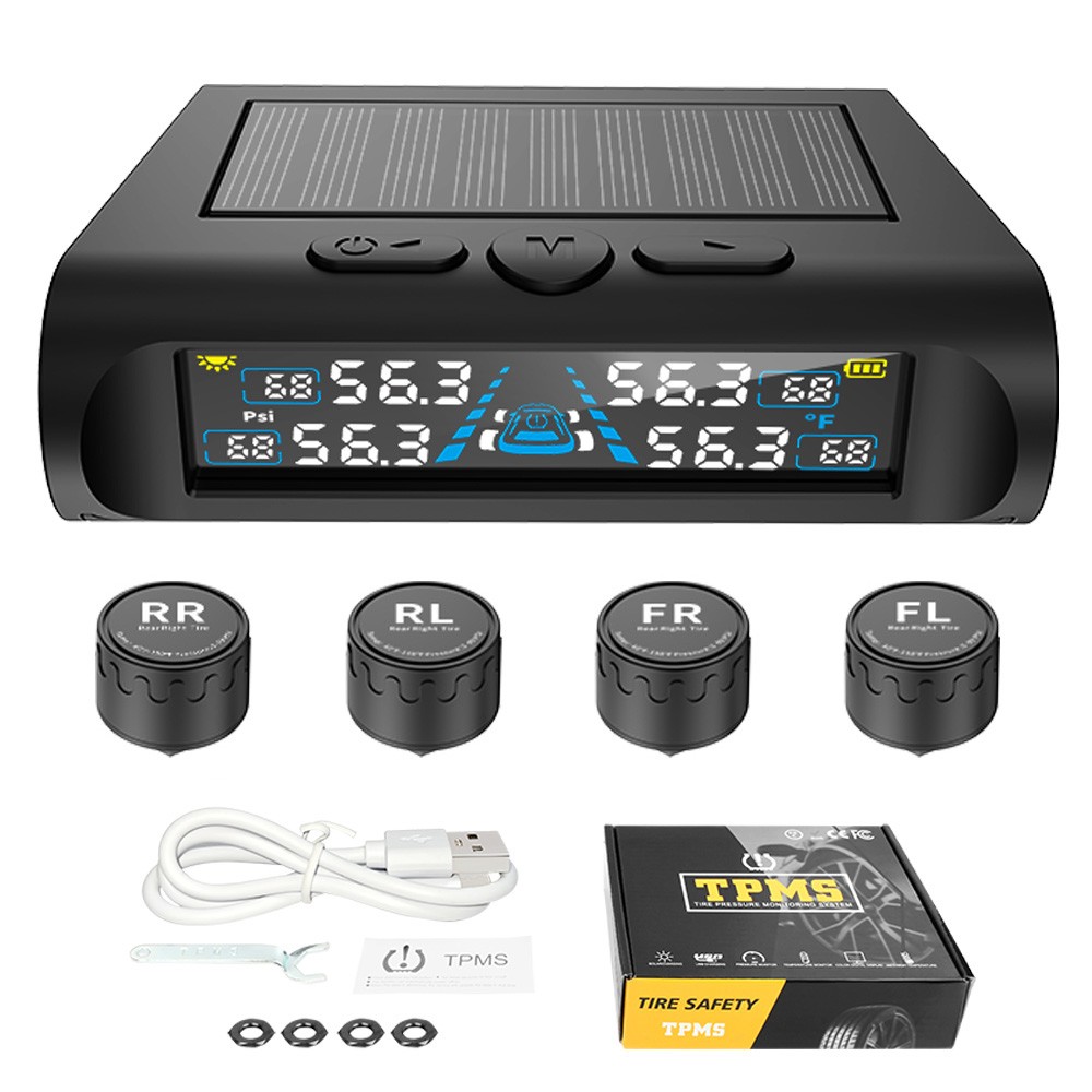 Sistema de monitor de presión de neumáticos solar universal para automóvil TPMS detector de 4 ruedas en tiempo real- - Image 2