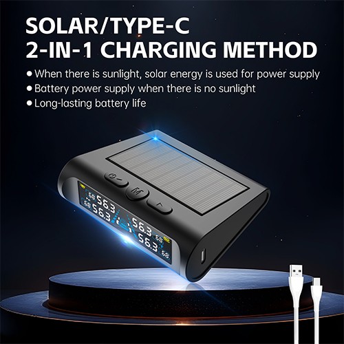 Sistema de monitor de presión de neumáticos solar universal para automóvil TPMS detector de 4 ruedas en tiempo real- - Image 3