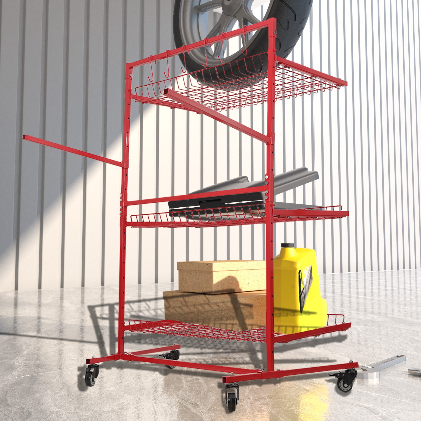 3 Layer Auto Parts Storage Rack Mobile Car Storage Rack Steel With Wheels