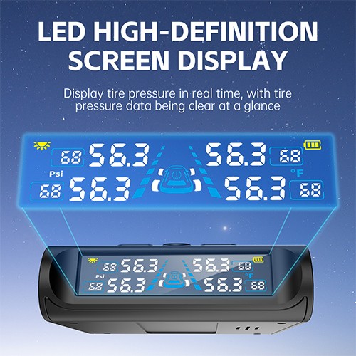 Sistema de monitor de presión de neumáticos solar universal para automóvil TPMS 4 ruedas sensores en tiempo real- - Image 4