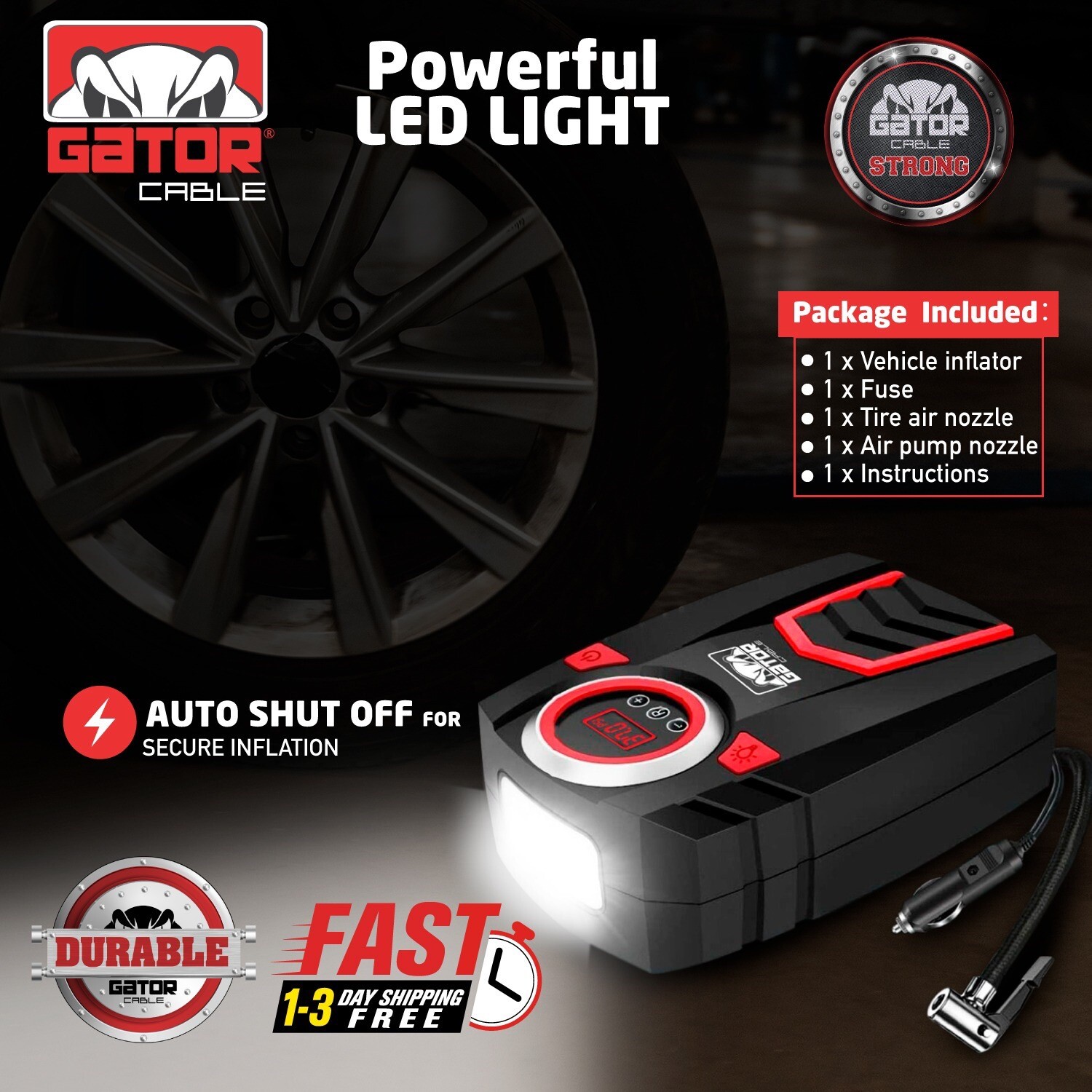 Car Tire Air Pump Inflator Compressor Digital Electric Auto Portable 150PSI 12V - Image 4