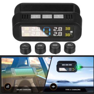 Sistema de Monitoreo de Presión de Neumáticos Solar TPMS Monitor Alarma de Voz para Coche Vehículo-