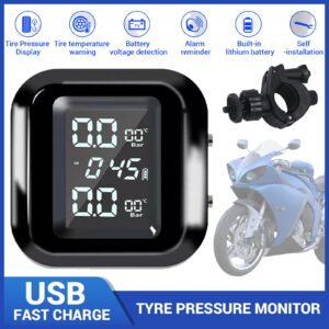 Sistema de monitor de presión de neumáticos TPMS inalámbrico impermeable para moto + 2 sensores-