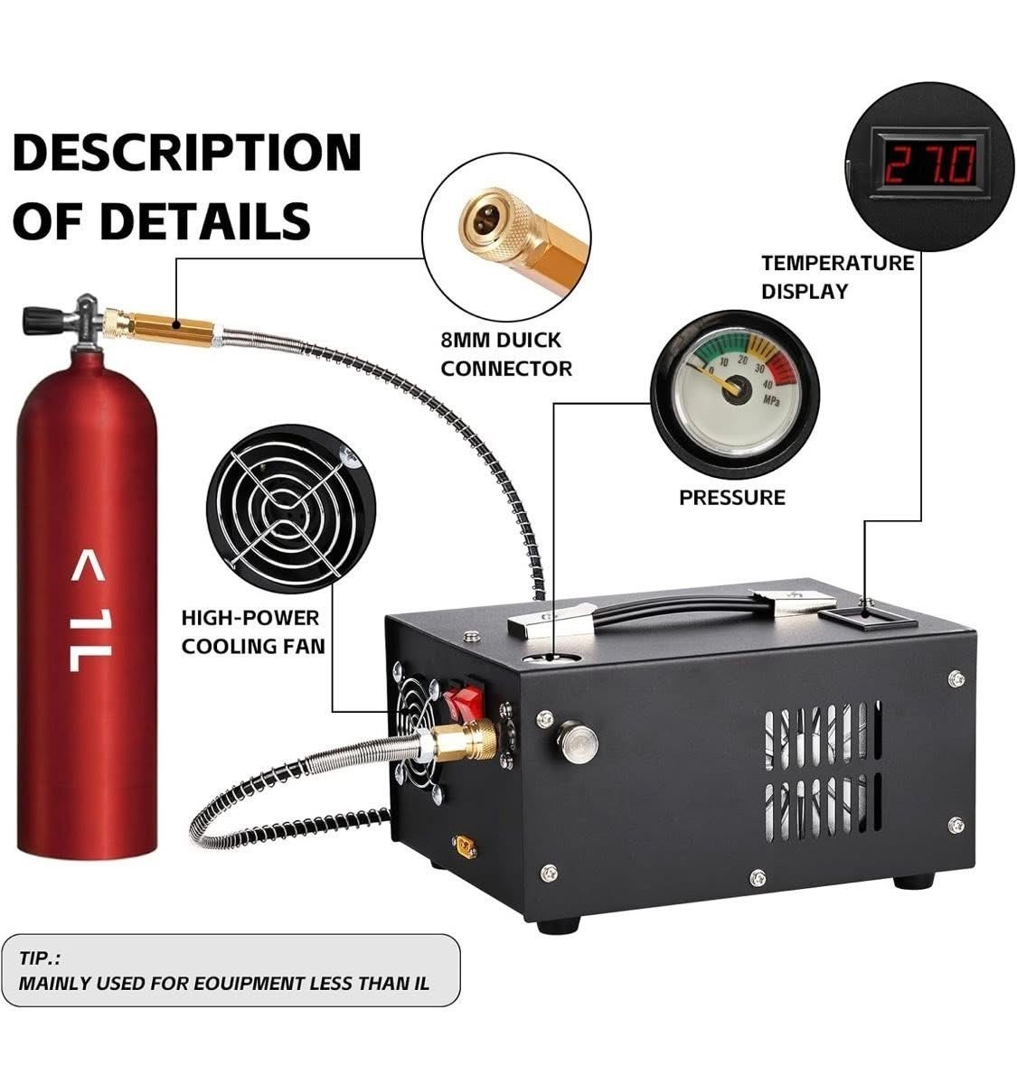 Auto-Stop PCP Air Compressor 4500Psi/30Mpa Oil/Water-Free 12V DC 110V 220V AC - Image 5