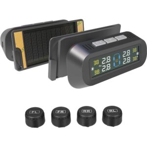 Sistema de Monitoreo de Presión de Neumáticos Solar USB TPMS Monitor Alarma de Voz para Motor de Coche-