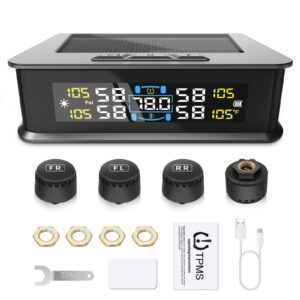 Sistema de monitoreo de presión de neumáticos de automóvil de energía solar monitor TPMS + 4 sensores externos-