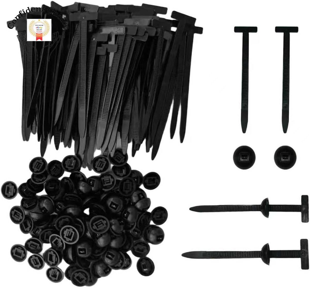 Kit de 100 piezas de sujetador de amarre de cable de nailon automotriz - hebilla universal para atar con cremallera de automóvil Cl-