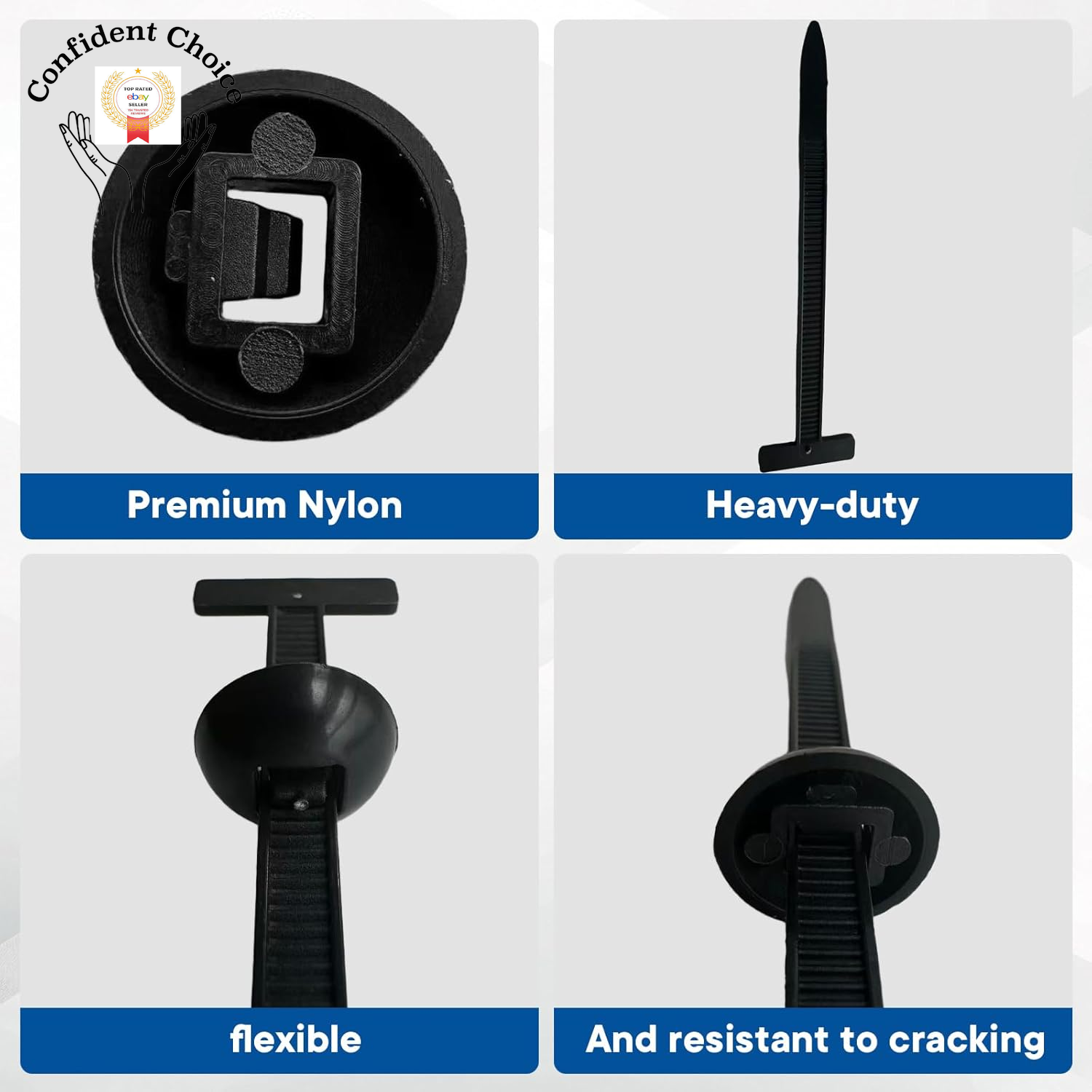 Kit de 100 piezas de sujetador de amarre de cable de nailon automotriz - hebilla universal para atar con cremallera de automóvil Cl- - Image 3