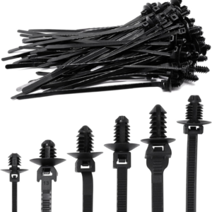 60 un. Corbatas de cremallera de montaje a presión para arnés de cables de automóvil sujetadores de cables automotrices tipo 6-