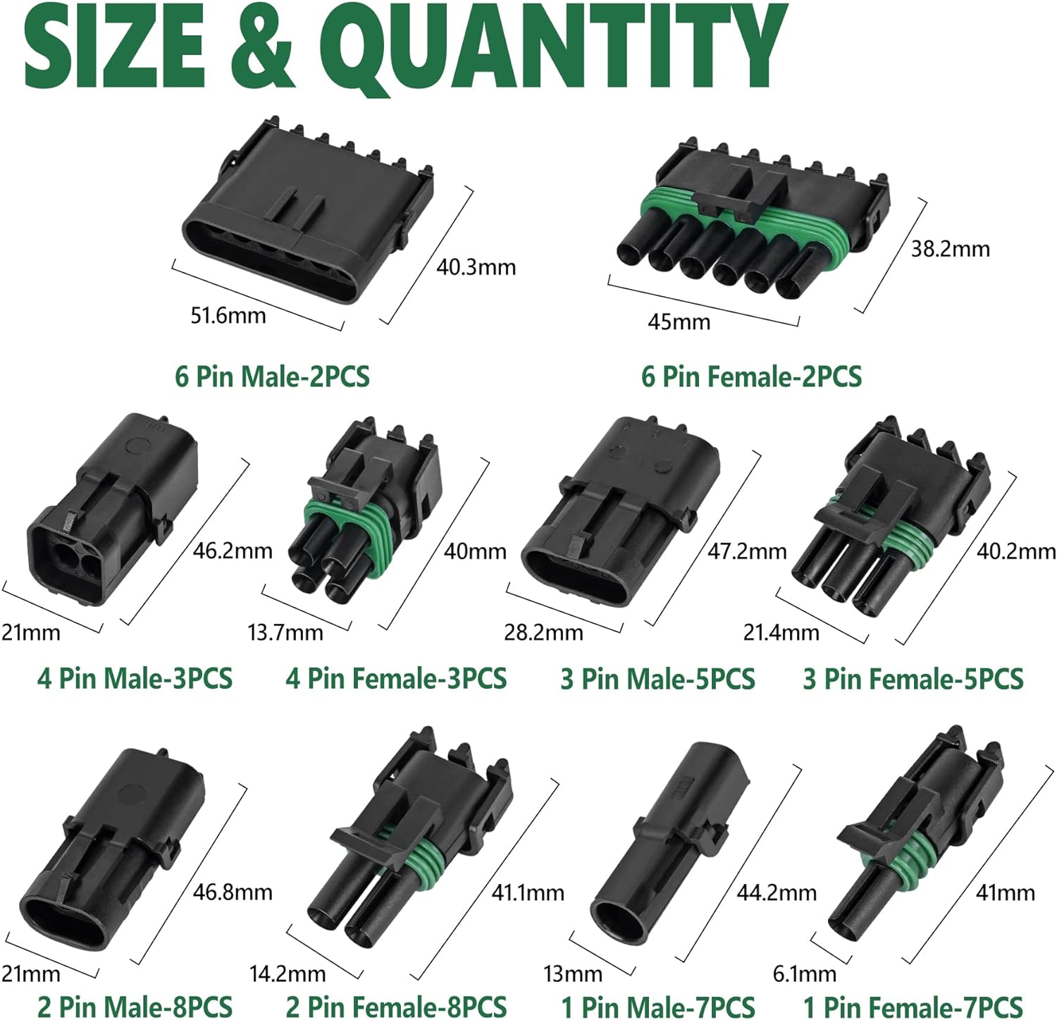 376 piezas 25 kits de conectores eléctricos automotrices impermeables 1/2/3/4/6 macho y hembra- - Image 2