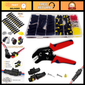 Juego de 20 kits de conectores eléctricos automotrices impermeables de 2 pines y herramientas de prensado-