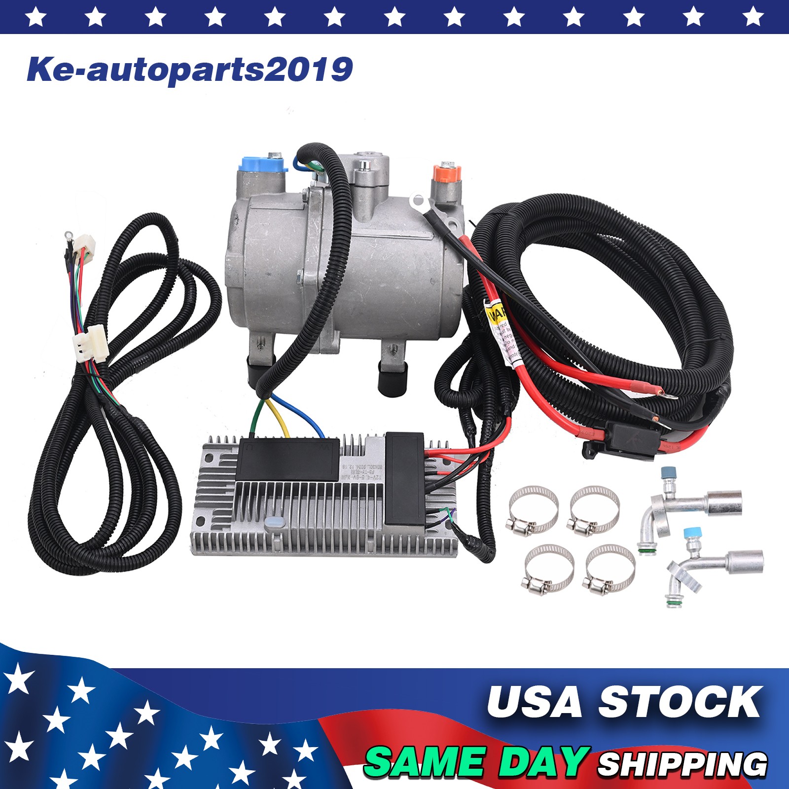 12 Volt A/C Kit Electric Compressor Set for Auto Air Conditioning Car Universal