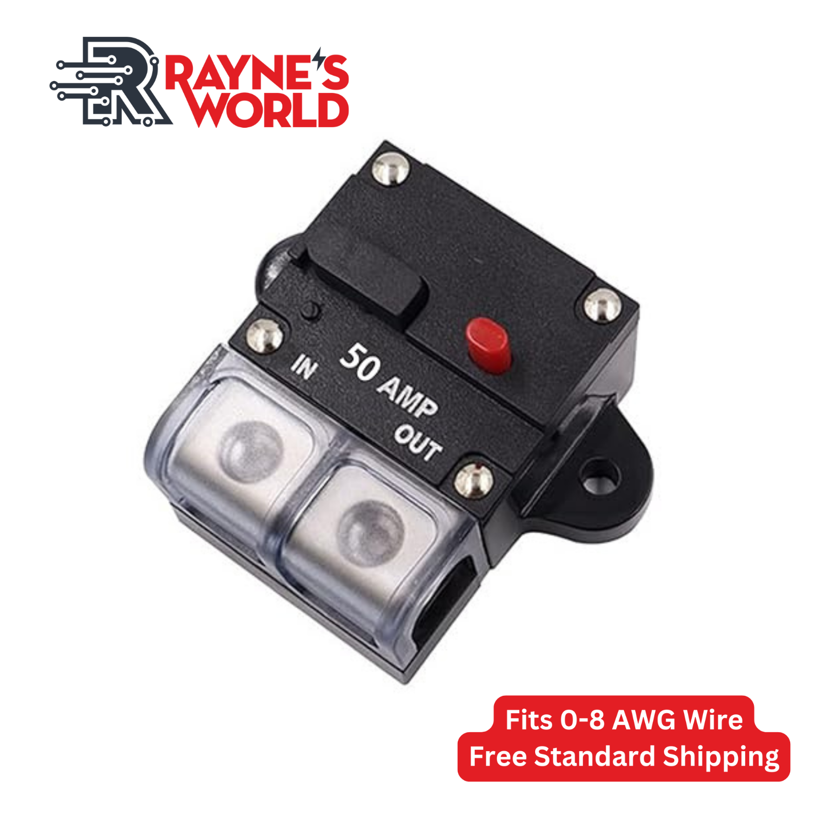 Disyuntor en línea 50 Amp 12-48V DC con cubierta antipolvo coche/audio/barco/solar-