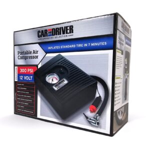 Car & Driver Automotive Tire Inflator Air Compressor 300 PSI 12V Car Outlet NIB