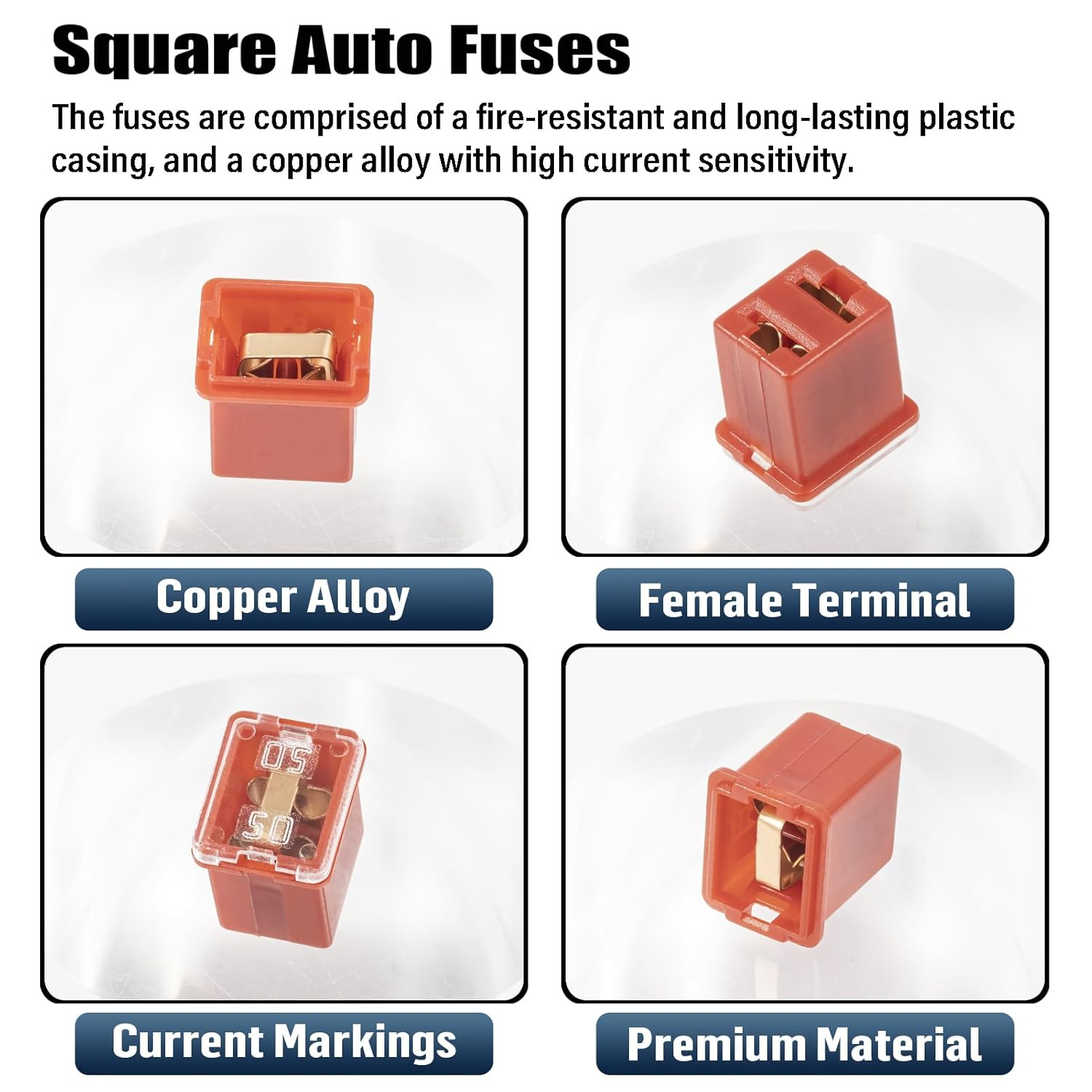 Fusibles automáticos cuadrados 50A 50 AMP bajo perfil en forma de caja fusible automotriz para SUV- - Image 3