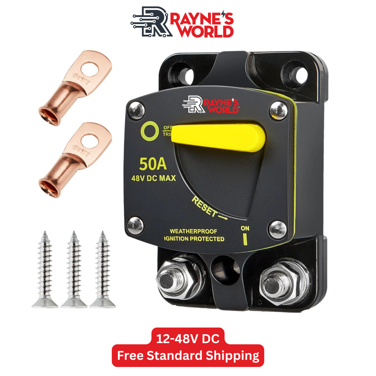 Disyuntor de 50 amperios 12-48 V CC coches/amplificadores/barcos/solar/inversor/RV de alta resistencia-