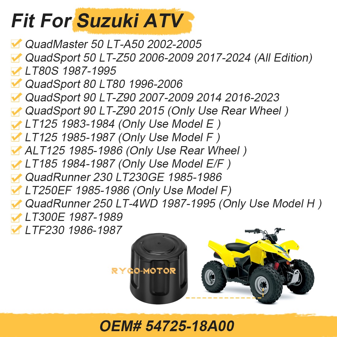 PARA SUZUKI QUADRUNNER ALT LT 50 90 125 185 230 250 300 4X4 TAPACUBOS CENTRALES- - Image 3