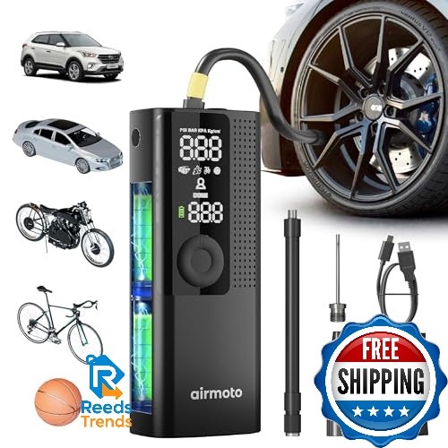 Airmoto Tire Inflator Portable Air Compressor - Digital Car Air Pump 120 PSI