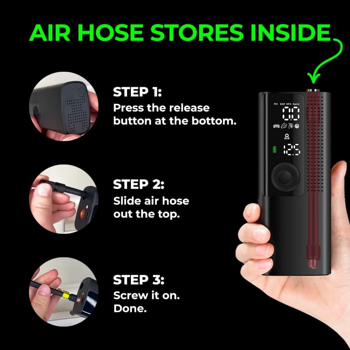Airmoto Tire Inflator Portable Air Compressor - Digital Car Air Pump 120 PSI - Image 4