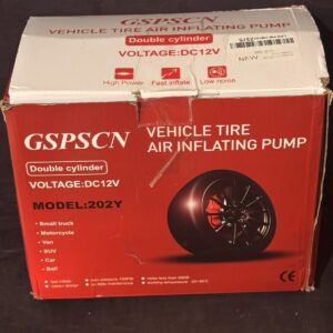 GSPSCN Silver Dual Cylinder 12V Air Compressor Pump for Car, Heavy Duty Portable