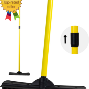 Original Pet Hair Rubber Broom with Squeegee, with 58" Telescopic Handle for Car