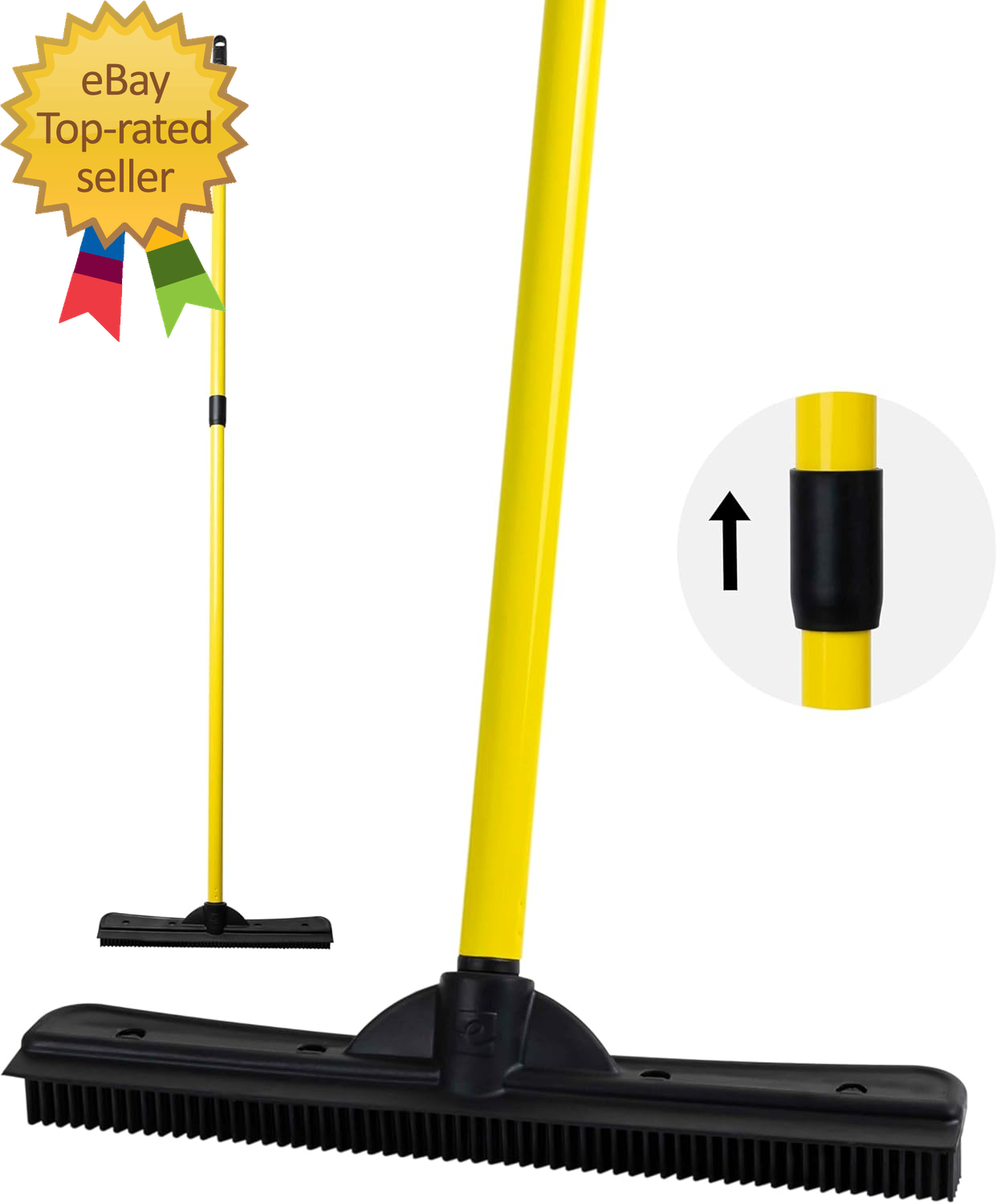 Original Pet Hair Rubber Broom with Squeegee, with 58" Telescopic Handle for Car
