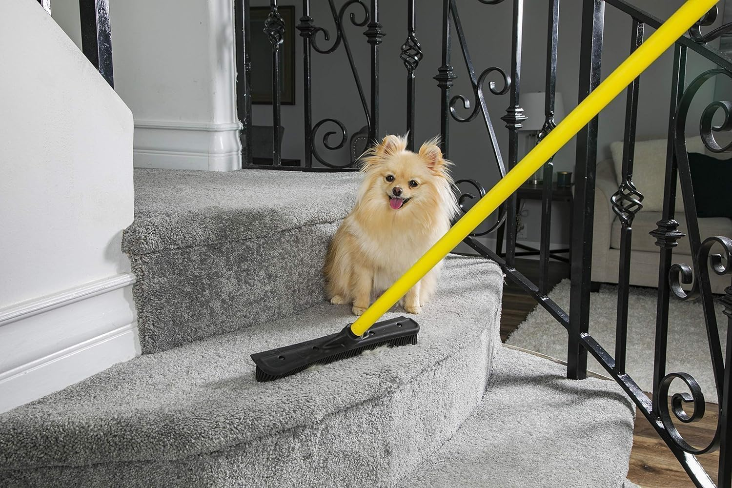 Escoba de goma original para pelo de mascota con escobilla de goma, con mango telescópico de 58" para coche- - Image 4