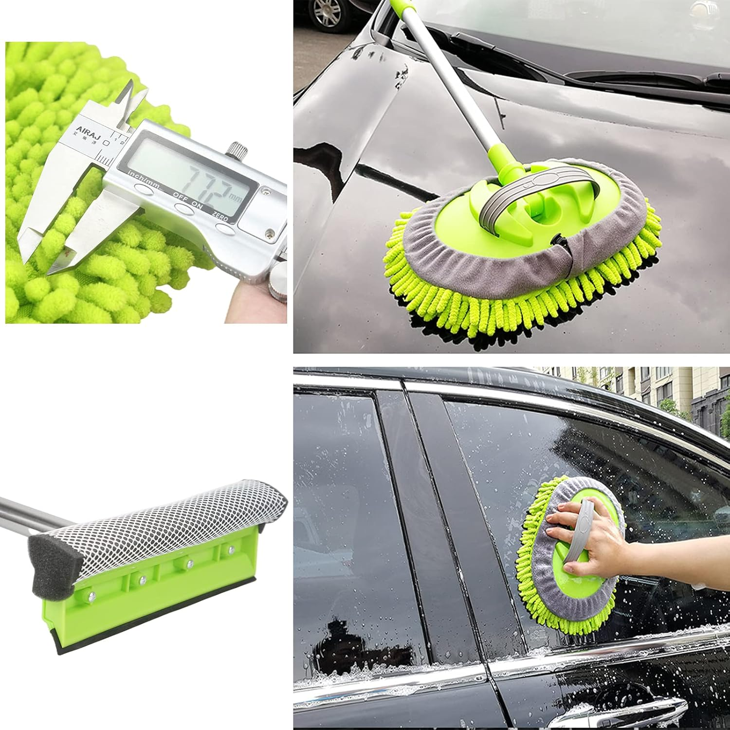 Kit de fregona de lavado de autos 62" - fregona de limpieza de autos con mango largo poste de acero inoxidable f- - Image 5