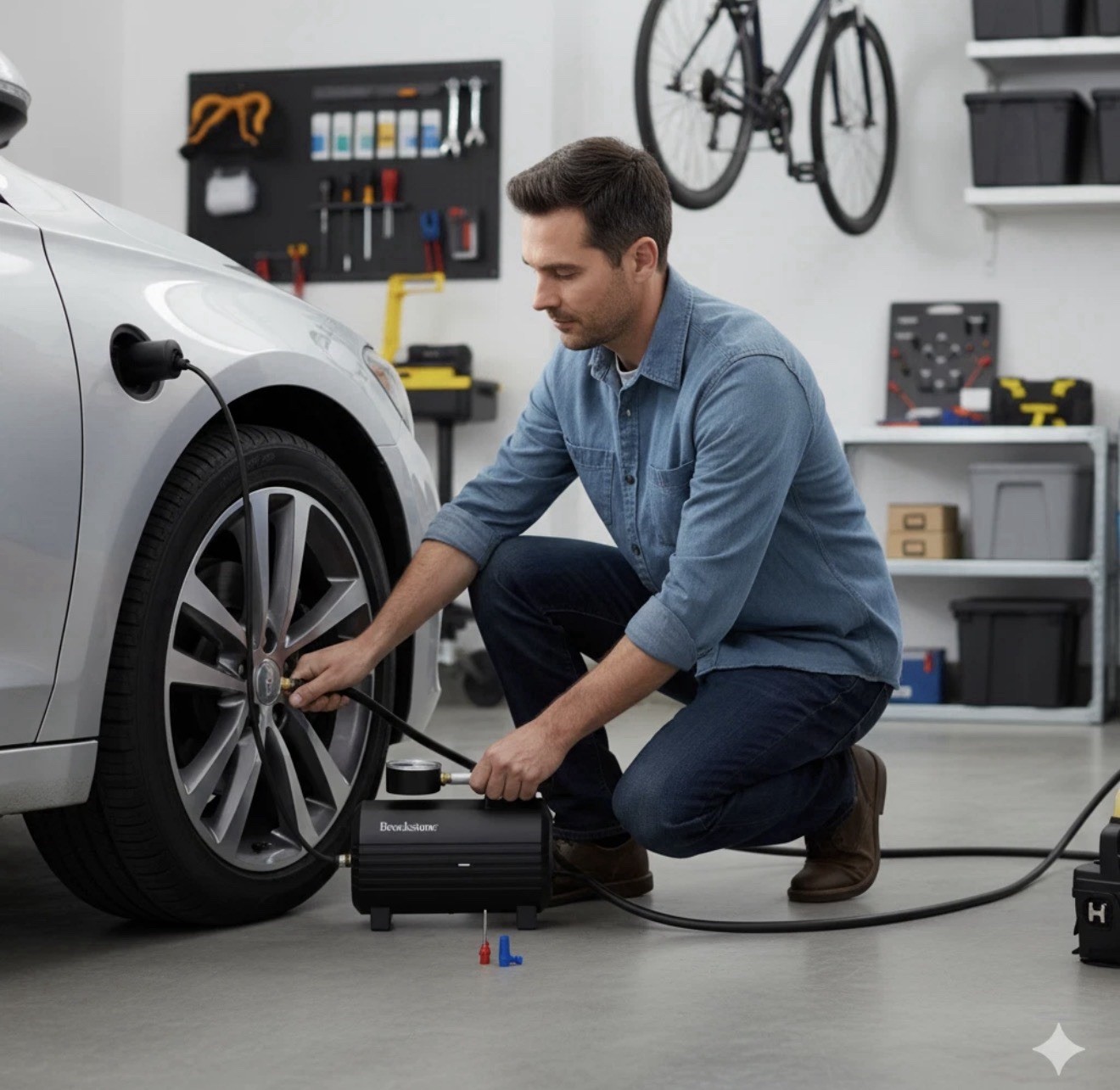Brookstone Automotive Tire Inflator Air Compressor 300 PSI 12V Car Portable NEW - Image 3