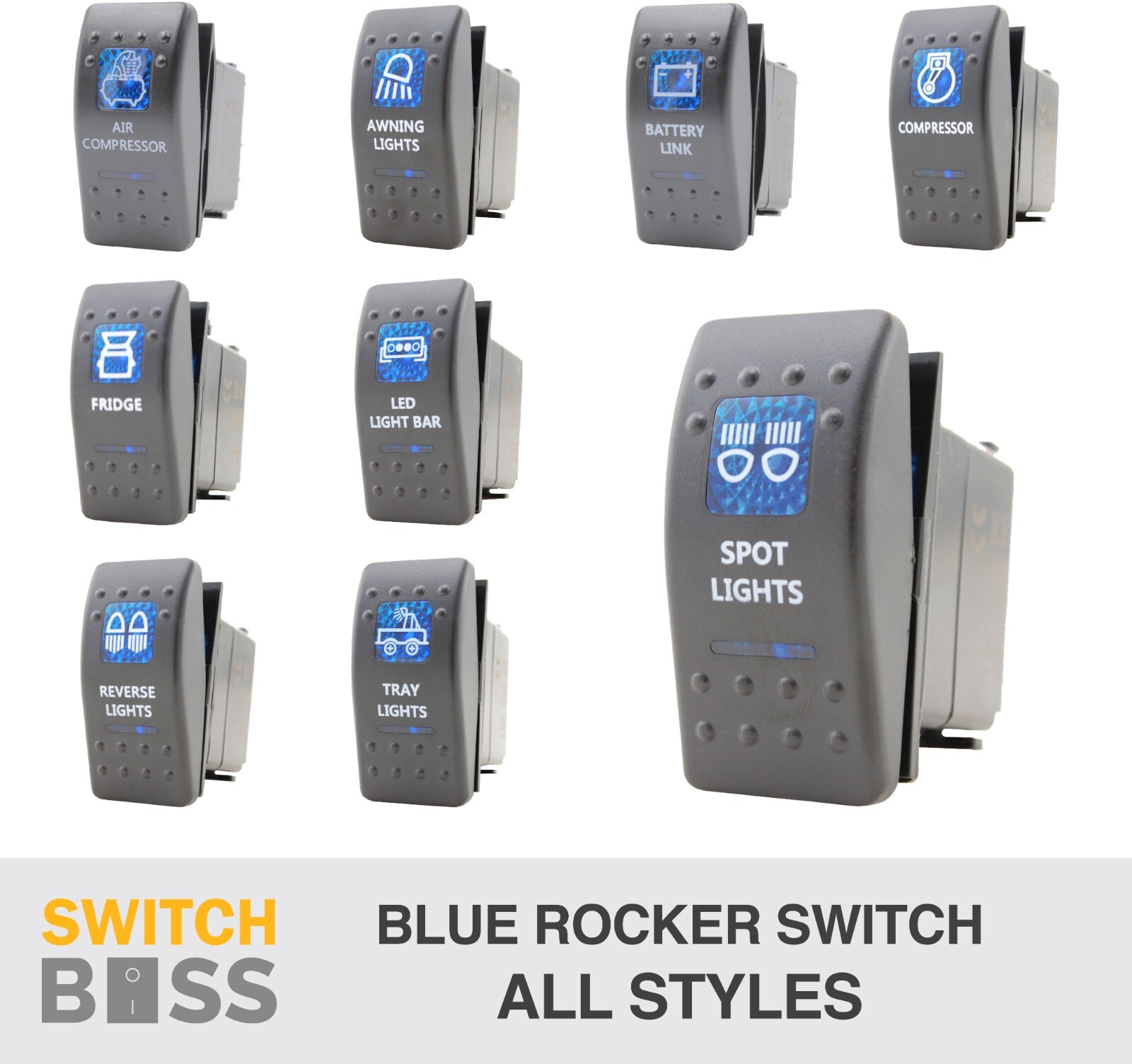 Rocker Switch 113 Styles Blue fit All Standard Style LED Car Boat 12v Spot Light