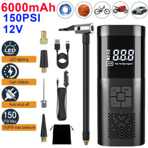 Car Air Tire Pump Inflator Compressor Digital Electric Auto 150PSI 12V 6000mAh