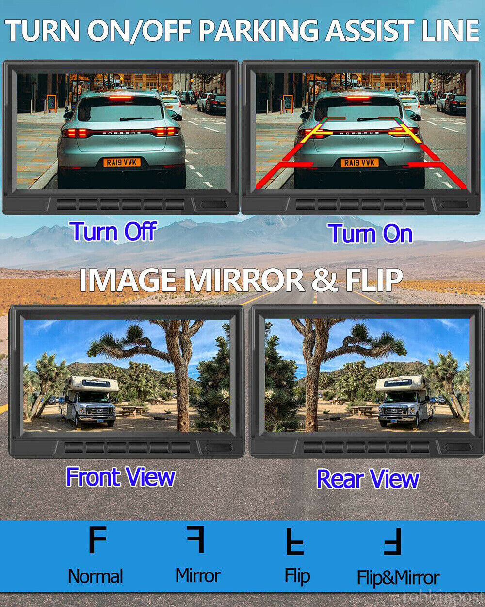 Digital Wireless 7'' Quad DVR Monitor 4x 1080P BSD AI Backup Cameras For Truck - Image 3