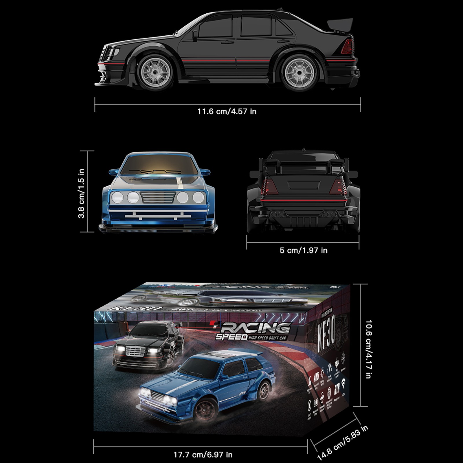 Mini RC 2.4G Drift Car 1/43 4x4 RTR Mini Vehículo de Carreras con Batería de Giroscopio- - Image 2
