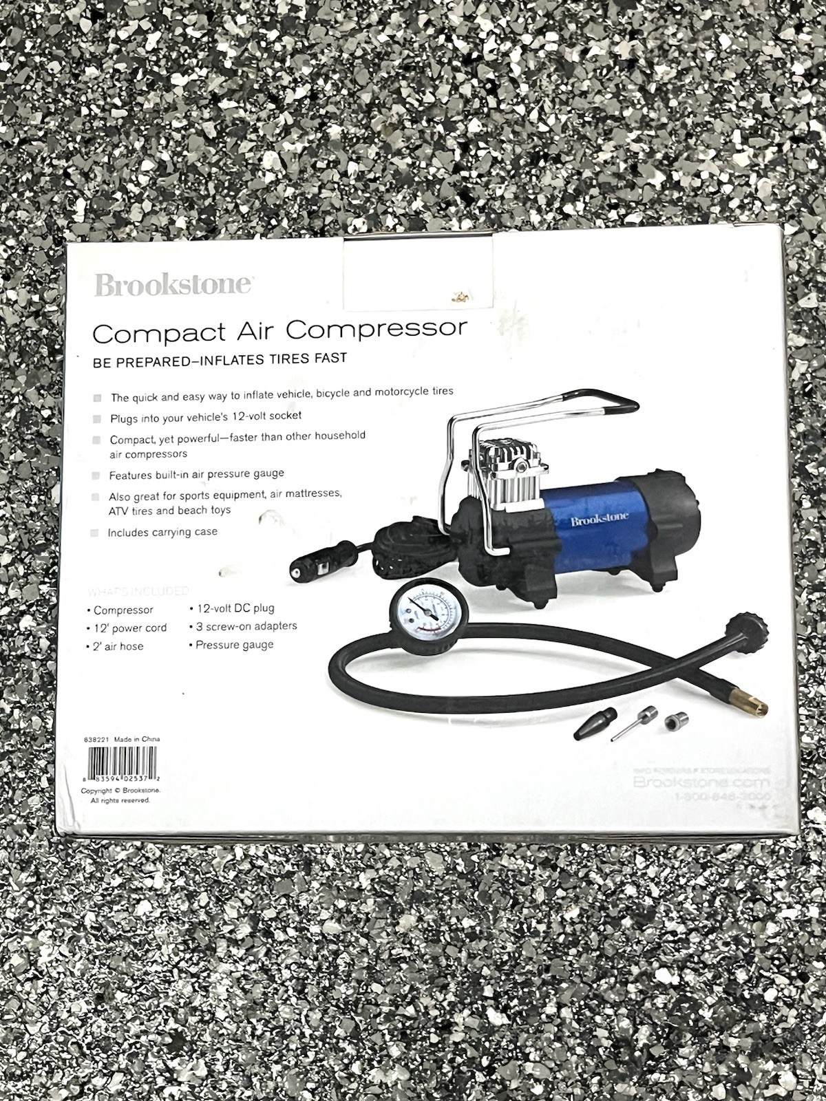 New Brookstone Automotive Tire Compact Air Compressor 12V Car Outlet NOS - Image 3