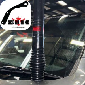Soporte de antena UHF con bisagra de capó Scrub King adecuado para Navara 2015-24 - negro-