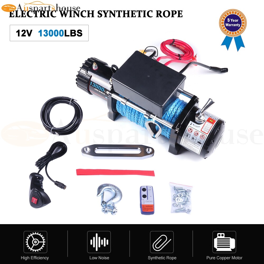 Remolque todoterreno camión cuerda sintética cabrestante eléctrico 13000 lb 4x4 12 V pulido- - Image 2