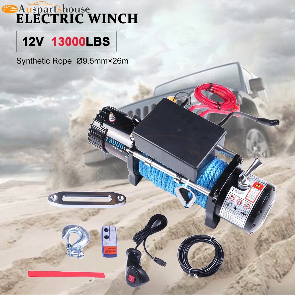 Remolque todoterreno camión cuerda sintética cabrestante eléctrico 13000 lb 4x4 12 V pulido- - Image 3