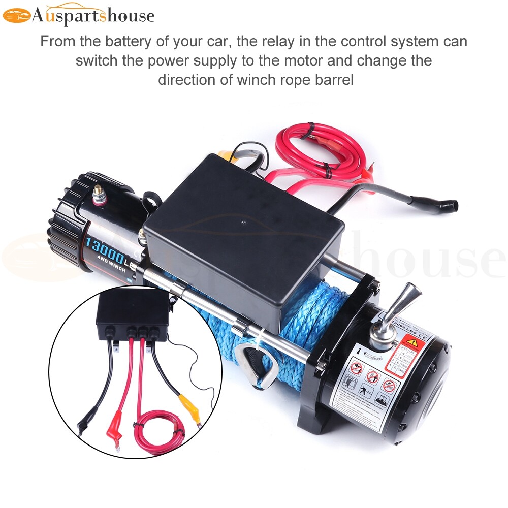 Remolque todoterreno camión cuerda sintética cabrestante eléctrico 13000 lb 4x4 12 V pulido- - Image 5