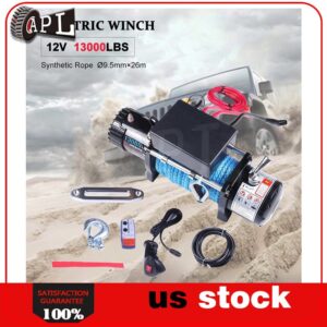 1x Cabrestante eléctrico cuerda sintética 12V camión remolque 4x4 todo terreno 1 pieza 13000 lb-