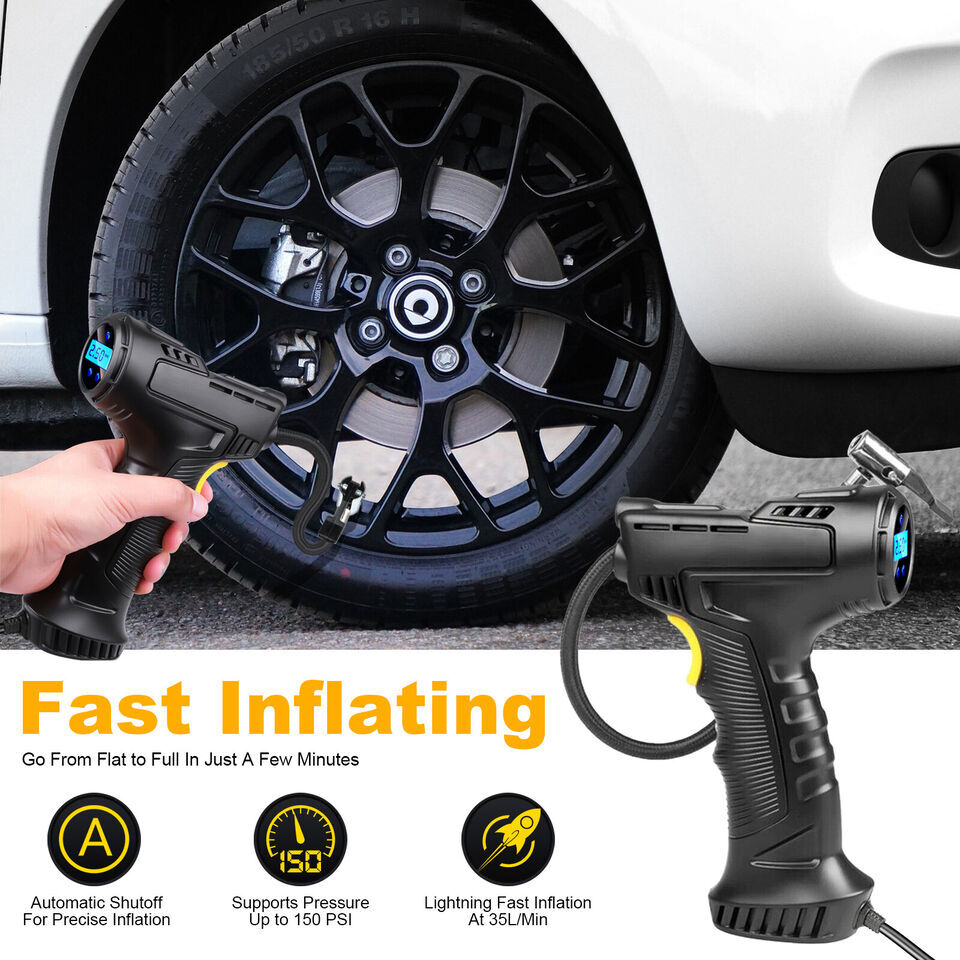 150 PSI Air Compressor Tire Inflator Fits Car Moto Bike Tires Air Pump Portable - Image 2